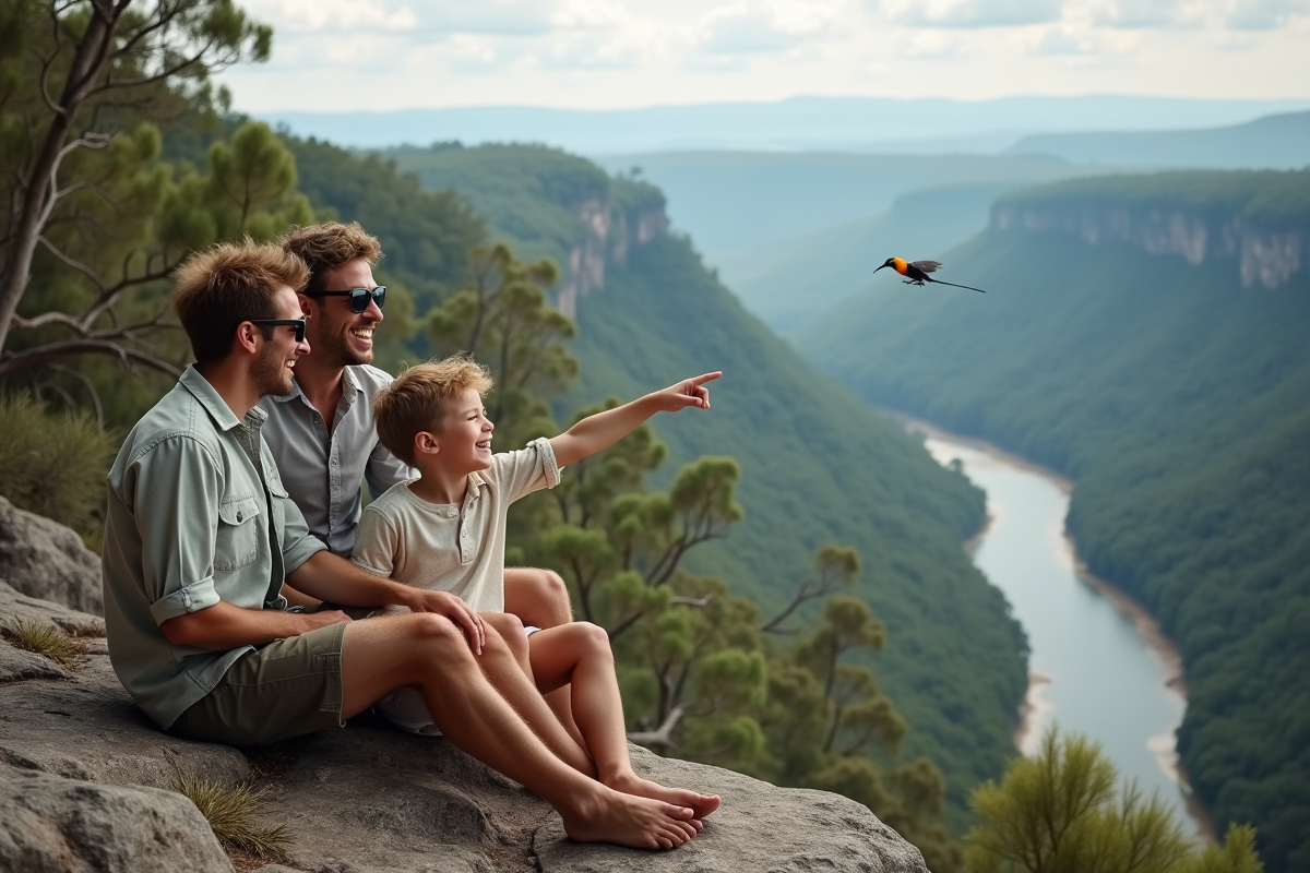 Famille en randonnée dans la nature australienne