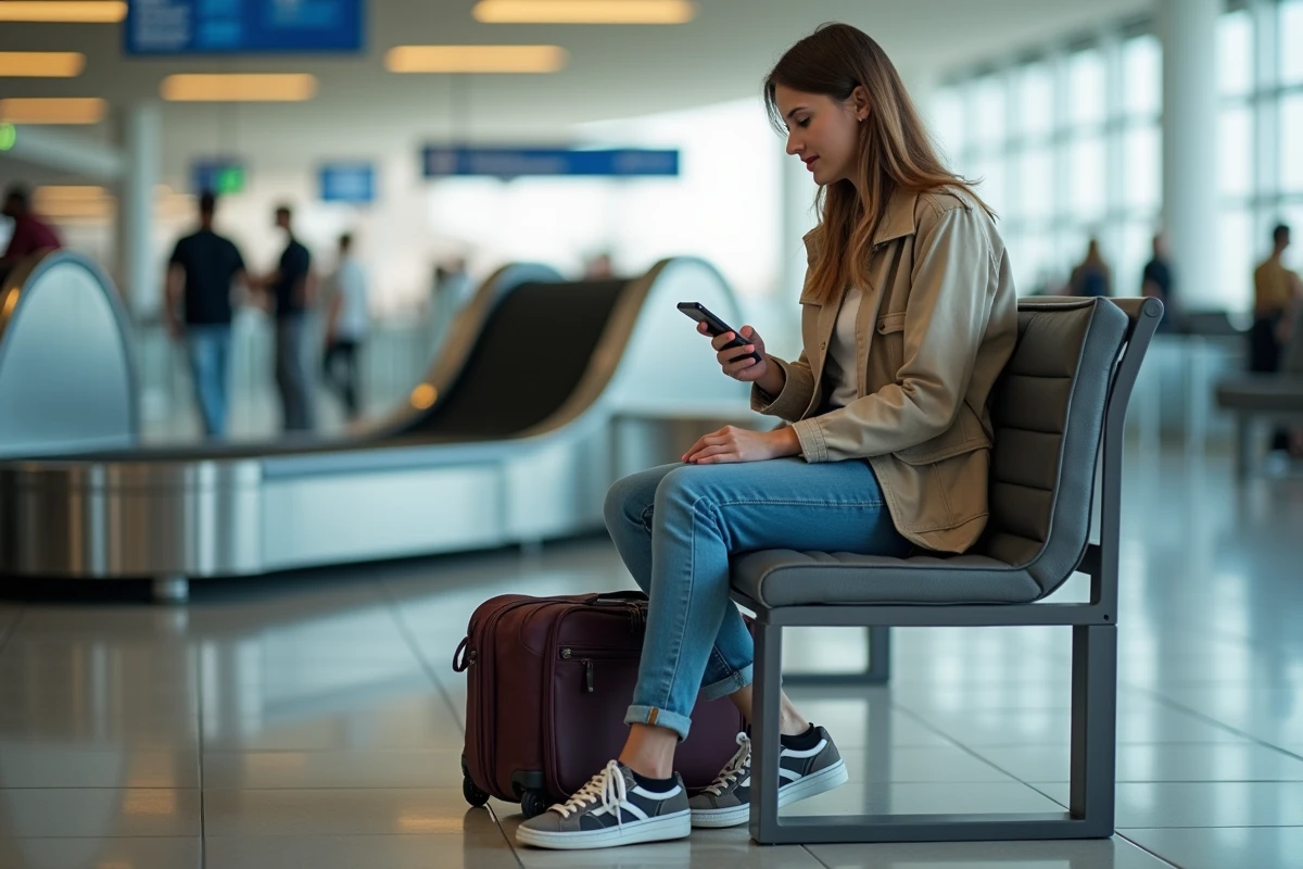 Jeune femme regardant son smartphone à l