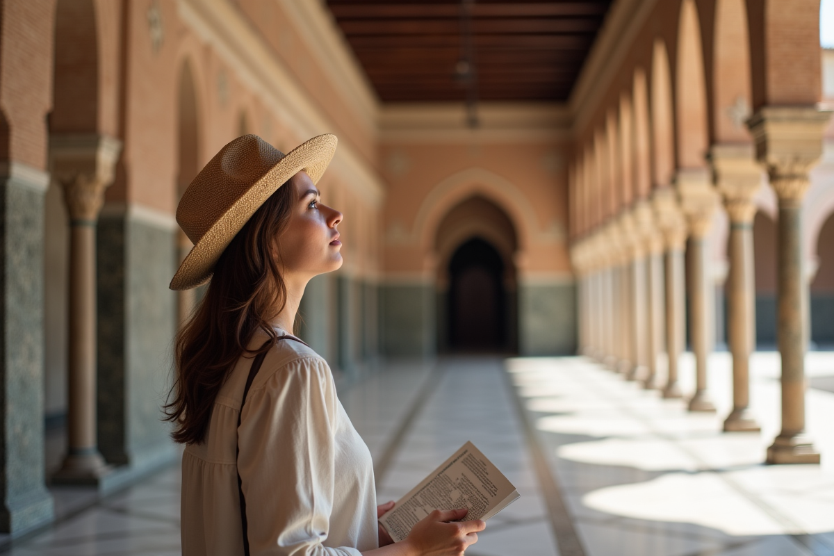 Jeune femme devant la Mezquita de Córdoba