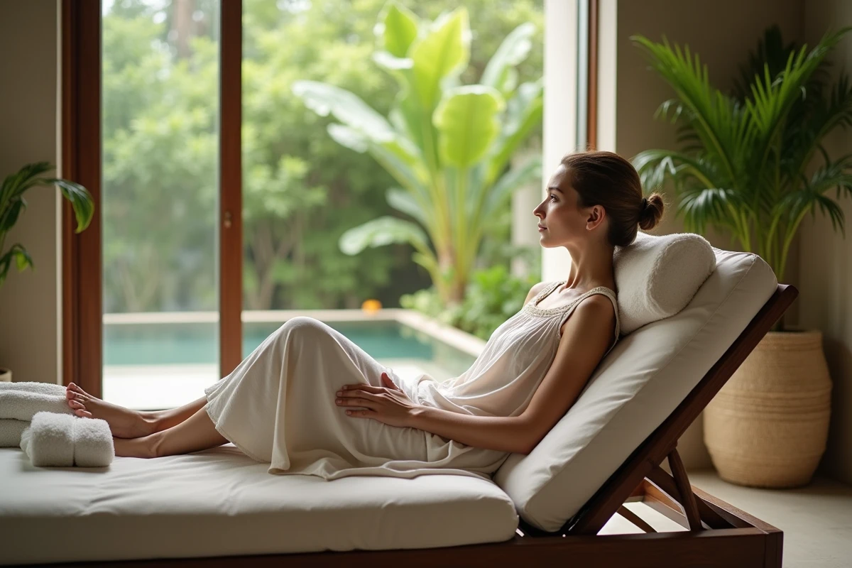 Femme relaxant dans un spa caribéen