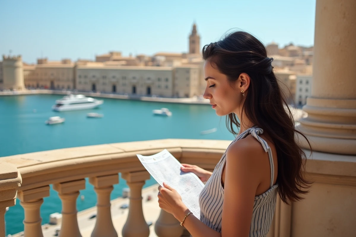 Jeune femme regardant une carte à Valletta Malte