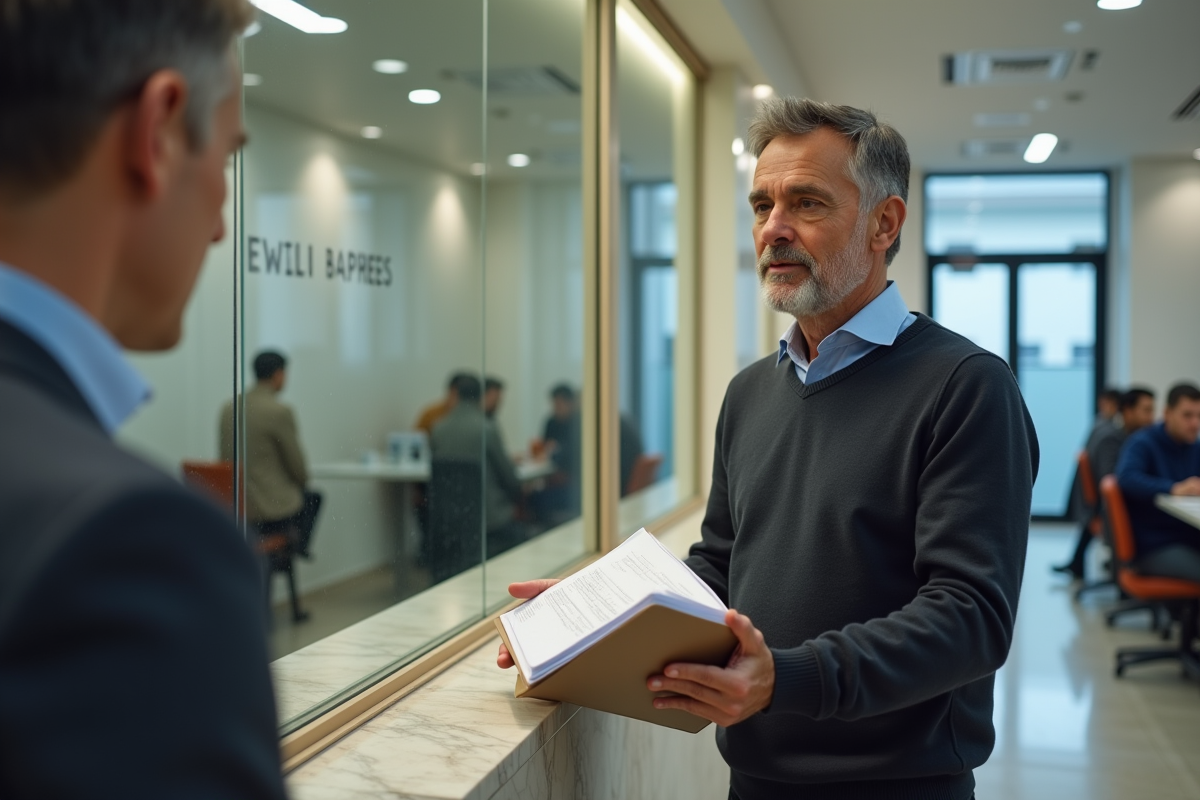 Homme remet dossier au guichet consulaire