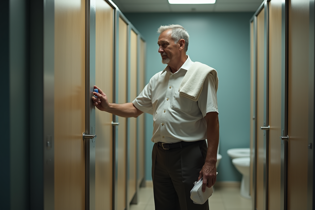 Homme fermant la porte d