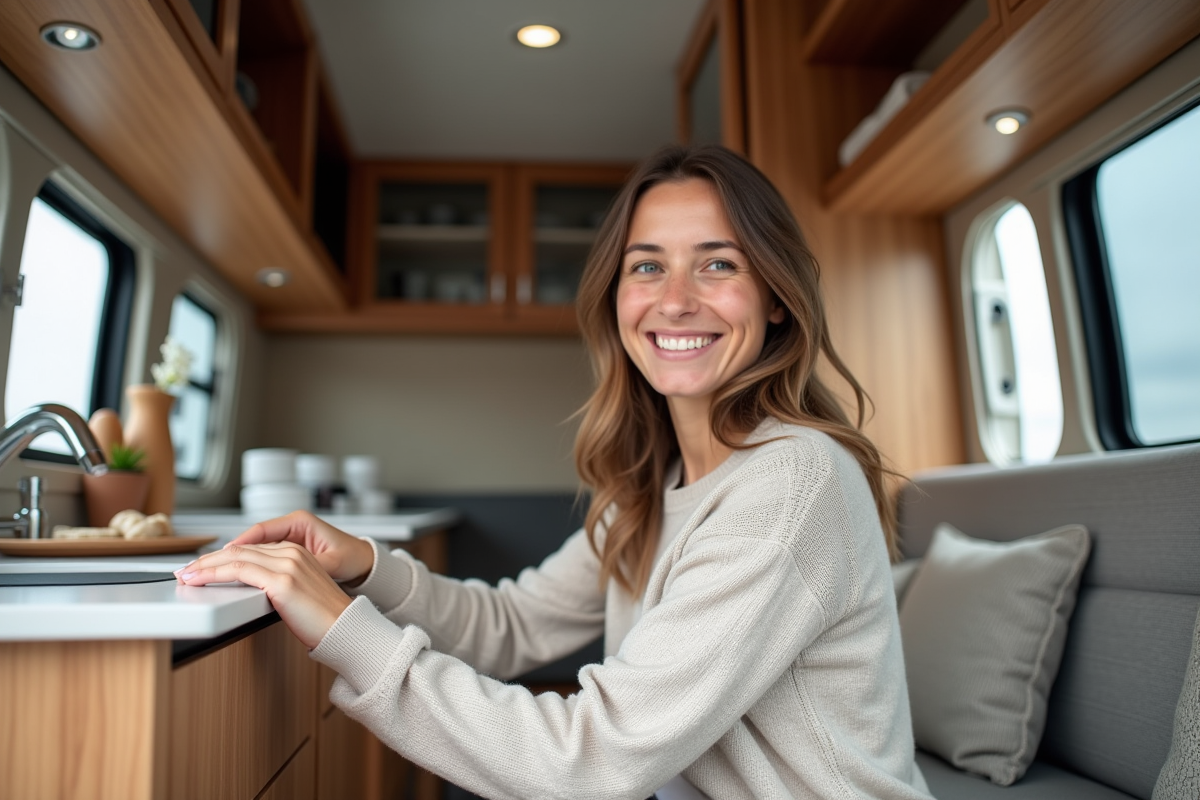 Femme souriante inspectant l