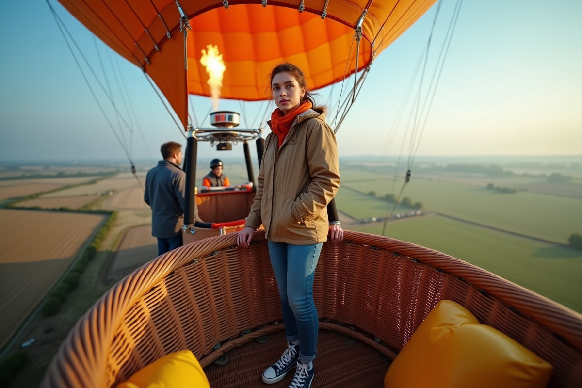 Jeune femme dans la nacelle d